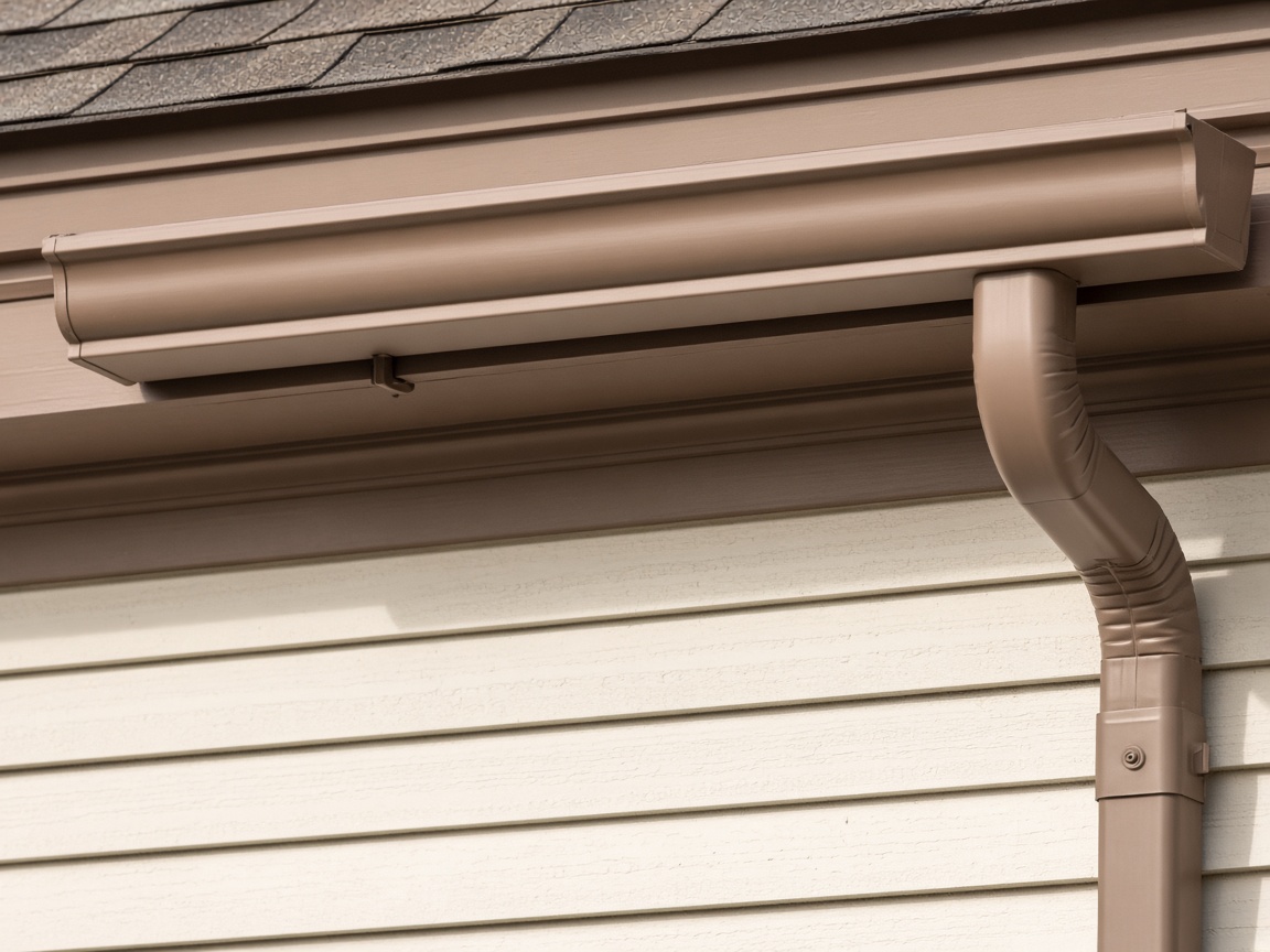Painted aluminum gutter matched to the house trim